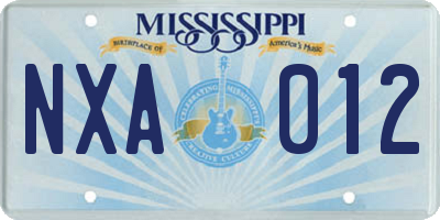 MS license plate NXA012