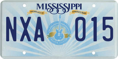 MS license plate NXA015