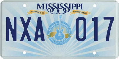 MS license plate NXA017