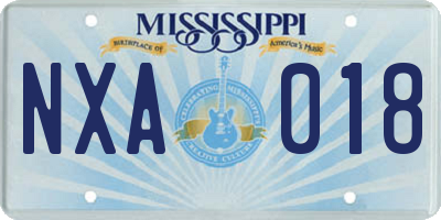 MS license plate NXA018