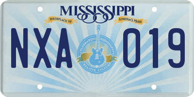 MS license plate NXA019