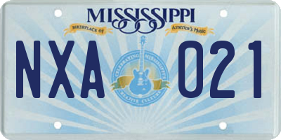 MS license plate NXA021