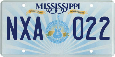 MS license plate NXA022