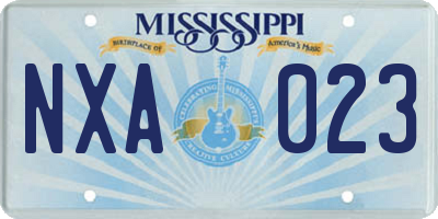 MS license plate NXA023