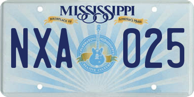 MS license plate NXA025