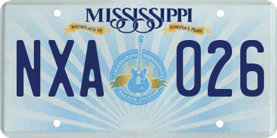 MS license plate NXA026