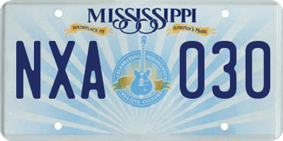 MS license plate NXA030