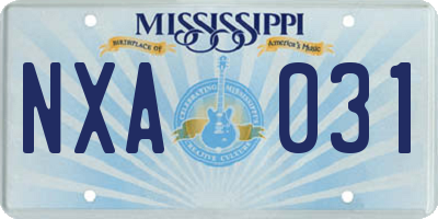 MS license plate NXA031
