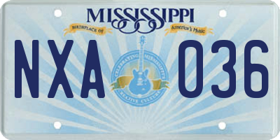 MS license plate NXA036