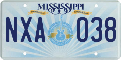 MS license plate NXA038