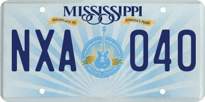 MS license plate NXA040