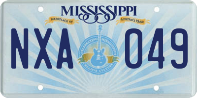 MS license plate NXA049