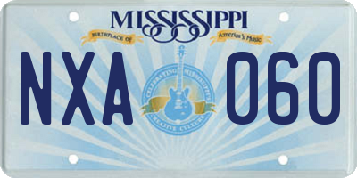 MS license plate NXA060