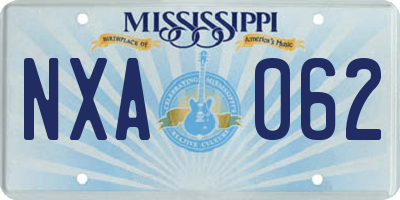 MS license plate NXA062