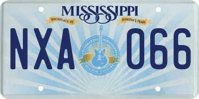 MS license plate NXA066