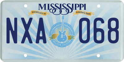 MS license plate NXA068