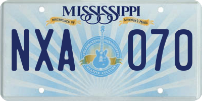 MS license plate NXA070
