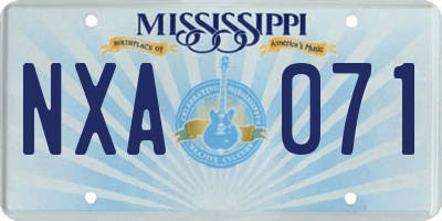 MS license plate NXA071