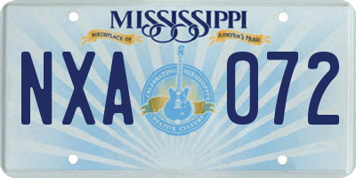 MS license plate NXA072
