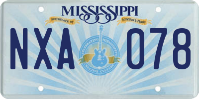 MS license plate NXA078