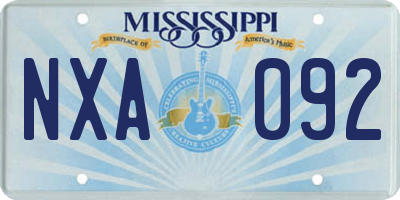 MS license plate NXA092
