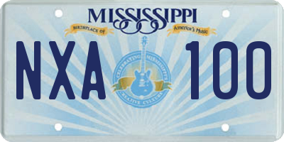 MS license plate NXA100