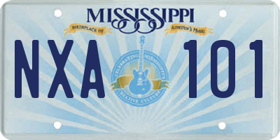 MS license plate NXA101
