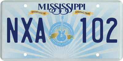 MS license plate NXA102