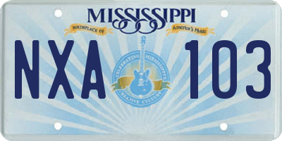 MS license plate NXA103