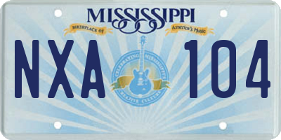 MS license plate NXA104