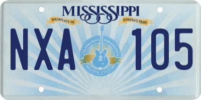MS license plate NXA105