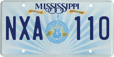 MS license plate NXA110