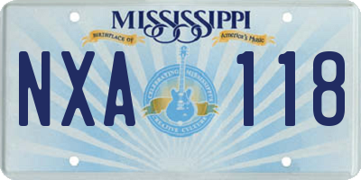 MS license plate NXA118