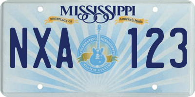 MS license plate NXA123