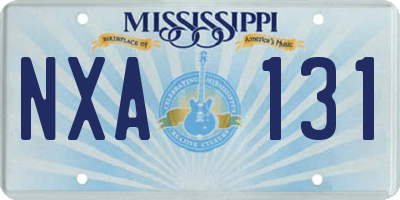 MS license plate NXA131
