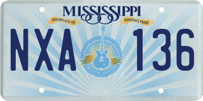 MS license plate NXA136