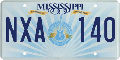 MS license plate NXA140