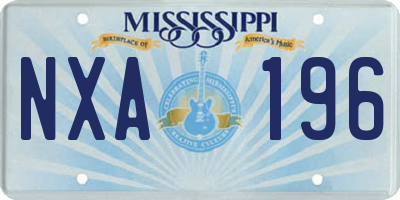 MS license plate NXA196