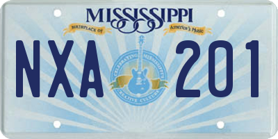 MS license plate NXA201