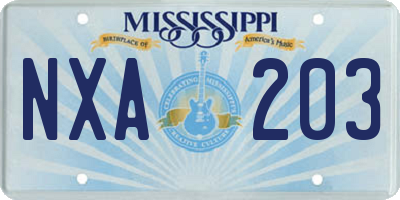 MS license plate NXA203