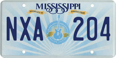 MS license plate NXA204