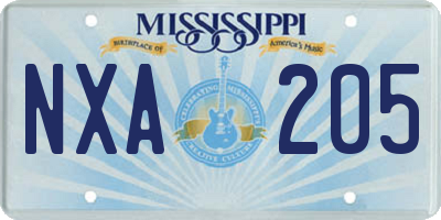 MS license plate NXA205