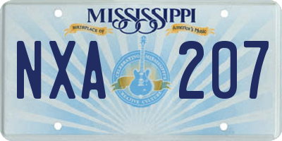 MS license plate NXA207