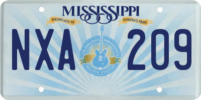 MS license plate NXA209