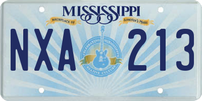 MS license plate NXA213