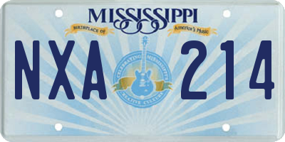 MS license plate NXA214