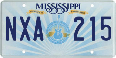 MS license plate NXA215