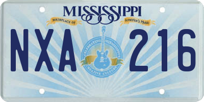 MS license plate NXA216