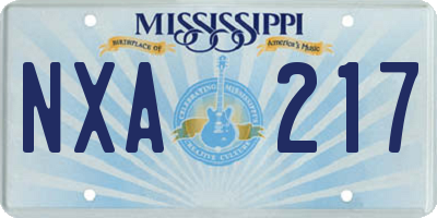 MS license plate NXA217