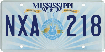MS license plate NXA218